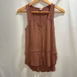 White Crow Rust Red Layered Tank Top XS